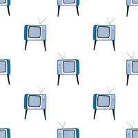 padrão de mídia sem costura decorativa isolado com ornamento de tv azul. fundo branco. vetor