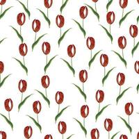 padrão sem emenda de elementos de flores de tulipa vermelha em estilo de flor. impressão criativa isolada. pano de fundo floral aleatório. vetor