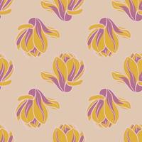 padrão sem emenda de flores de magnólia coloridas amarelas e rosa. fundo pastel. impressão vintage. vetor