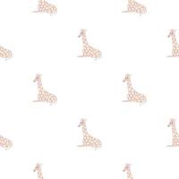 padrão sem emenda isolado com silhuetas de girafa rosa claro doodle. fundo branco. estampa de safári. vetor