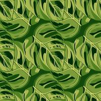 padrão sem emenda tropical sobre fundo verde. decoração de textura abstrata com cor real de folha monstera com manchas escuras. vetor