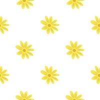 padrão botânico sem costura com impressão de margarida de flores amarelas brilhantes. cenário isolado. impressão floral desenhada à mão. vetor