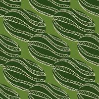 doodle sem costura padrão com formas de melancia abstratas listradas. fundo verde-oliva. estilo simples. vetor