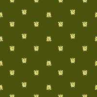 vintage padrão sem emenda com pequeno ornamento de despertador doodle. fundo verde-oliva. impressão de scrapbook. vetor