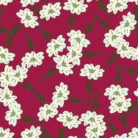 sem costura padrão com mão desenhando flores silvestres no fundo rosa. modelo floral de vetor em estilo doodle. textura botânica de verão suave.
