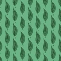 padrão sem emenda botânico abstrato com ornamento de folha simples verde. fundo turquesa claro. vetor