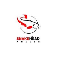 logotipo de pesca vetor de peixe cabeça de cobra modelo de design de ícone de pescador moderno simples