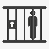 ícone de prisioneiro. pessoa em ilustração vetorial de prisão isolada no fundo branco. homem preso na prisão vetor