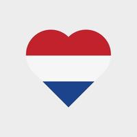 a bandeira da Holanda em forma de coração. ícone de vetor de bandeira holandesa isolado no fundo branco
