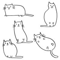 conjunto de gatos engraçados. gatinhos fofos de doodle desenhados à mão. ilustração em vetor animal de estimação.