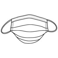 máscara médica desenhada à mão isolada no fundo branco, ilustração vetorial de proteção corona. vetor