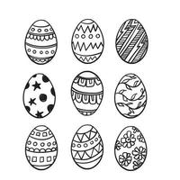 ícone de ilustração de coleção de ovo de páscoa doodle desenhado à mão isolado