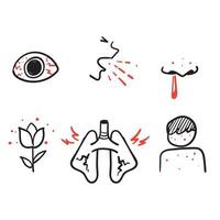 ícone de ilustração de sintomas de alergia de doodle desenhado à mão isolado vetor