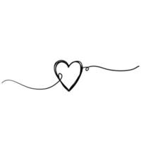 desenhado de desenho de linha contínua de sinal de amor com design de minimalismo de abraço de coração no doodle de fundo branco vetor