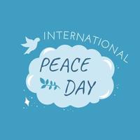 ilustração de cartão de saudação do dia mundial da paz, diversas pessoas se agrupam para celebração especial de feriado. conceito de ajuda social internacional. vetor eps10.