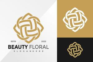 modelo de ilustração vetorial de design de logotipo floral de beleza abstrata vetor