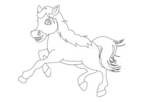 ilustração vetorial de cavalo correndo preto e branco vetor