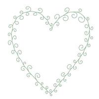 ilustração em vetor floral quadro verde em forma de coração. coroa de forma de coração linda decoração para convites, cartões, casamento