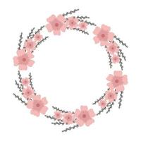 coroa de flores da primavera. salgueiro e flores rosa pálido. design para convites e cartões. ilustração vetorial vetor