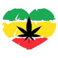 amo maconha. ilustração de reggae. folha de vetor verde de cannabis ou maconha