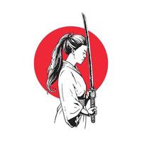 samurai japonês feminino vetor