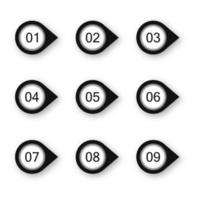 conjunto de nove números de 0 a 9 ilustração vetor