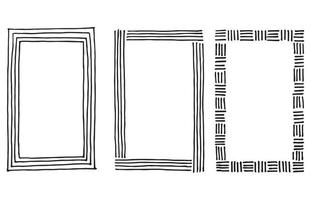 conjunto desenhado à mão de quadros de retângulo de doodle preto e branco vetor