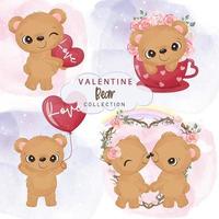 conjunto de ilustrações de urso fofo vetor