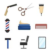 conjunto de ícones de ferramentas de barbeiro vetor