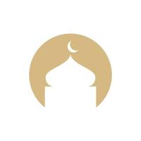 círculo de espaço negativo com design de logotipo de mesquita, ideia criativa de ilustração de ícone de símbolo gráfico vetorial vetor