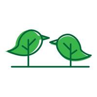 árvores verdes abstratas com símbolo de logotipo de passarinho vector ícone ilustração design gráfico