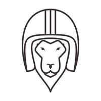 cabeça de leão com capacete linhas antigas hipster logotipo símbolo vetor ícone ilustração design gráfico