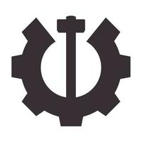 martelo com logotipo de serviços de engrenagem símbolo vetor ícone ilustração design gráfico