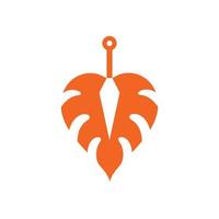 kunai com design de logotipo de folha vetor gráfico símbolo ícone ilustração ideia criativa