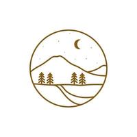 paisagem hipster com design de logotipo de árvore e montanha, ilustração de ícone de símbolo gráfico vetorial ideia criativa vetor