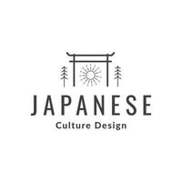 hipster japão torii com design de logotipo de sol vetor gráfico símbolo ícone ilustração ideia criativa