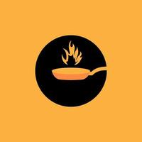 panela cozinhando com design de logotipo de chama de fogo, ilustração de ícone de símbolo gráfico vetorial ideia criativa vetor