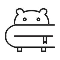 linhas de hipopótamo cabeça bonitinha com logotipo do livro símbolo vetor ícone ilustração design gráfico