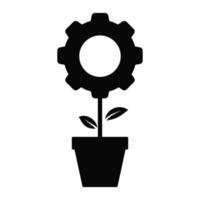 serviços de engrenagem com logotipo de planta de flor símbolo vetor ícone ilustração design gráfico