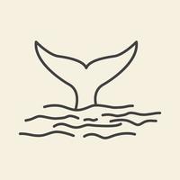 animal peixe mar baleia cauda com linhas de água logotipo vetor ícone símbolo design gráfico ilustração