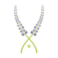 plantas de lavanda com logotipo em casa símbolo vetor ícone ilustração design gráfico