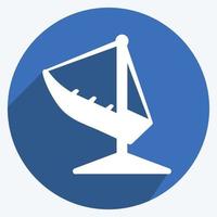 ícone de balanço de barco em estilo moderno de sombra longa isolado em fundo azul suave vetor