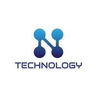 design de logotipo de tecnologia letra n vetor