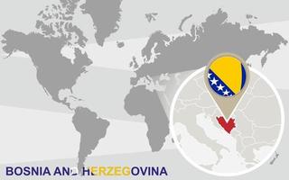 mapa-múndi com a Bósnia e Herzegovina ampliada vetor
