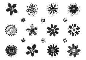 Pacote estilizado de vetores florais preto e branco