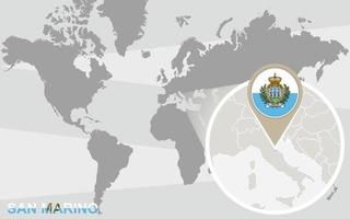mapa do mundo com san marino ampliado vetor