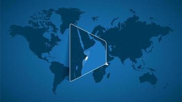 mapa-múndi detalhado com mapa ampliado fixado da Somália e países vizinhos. vetor