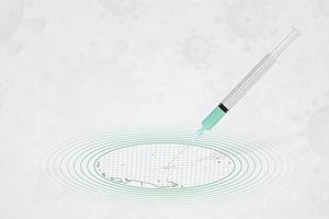 conceito de vacinação da micronésia, injeção de vacina no mapa da micronésia. vacina e vacinação contra coronavírus, covid-19. vetor
