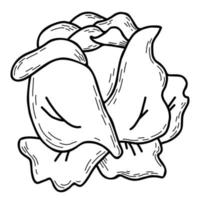 vegetal. cabeça de vegetais de couve. ilustração vetorial. desenho de linha em estilo doodle de mão, contorno vetor