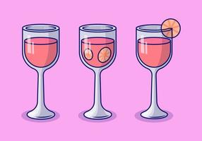 conjunto de copos com vinho, frutas vetor